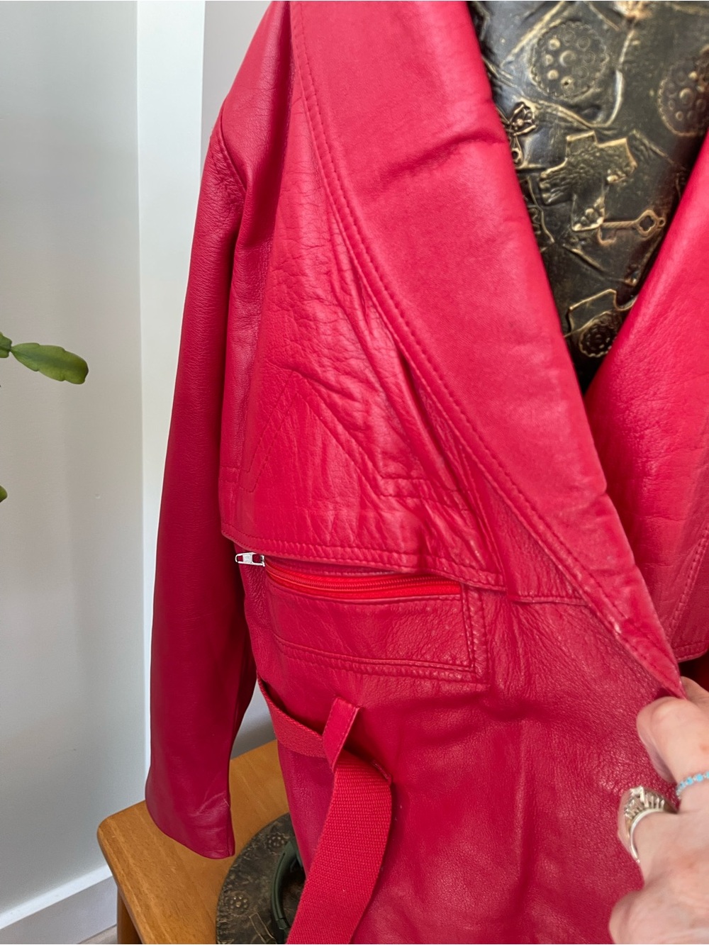 Bold Red Leather Jacket by premiere en cure. Canada